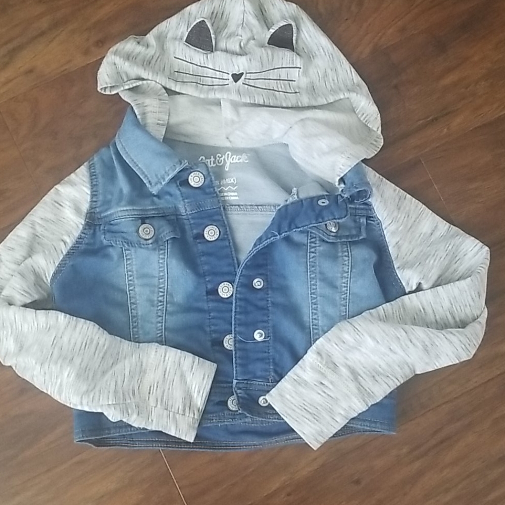 Cat & Jack Kitty hoodie jean jacket